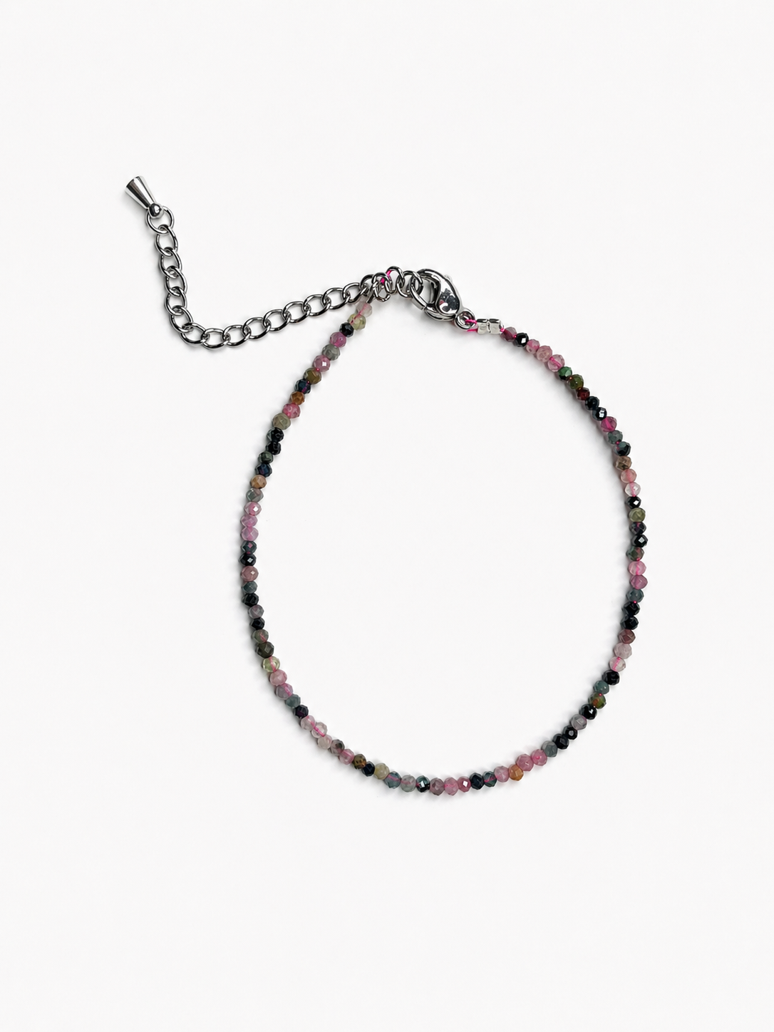 Pulsera de Turmalina Multicolor, esferas facetadas de 2 mm - Equilibrio y Protección