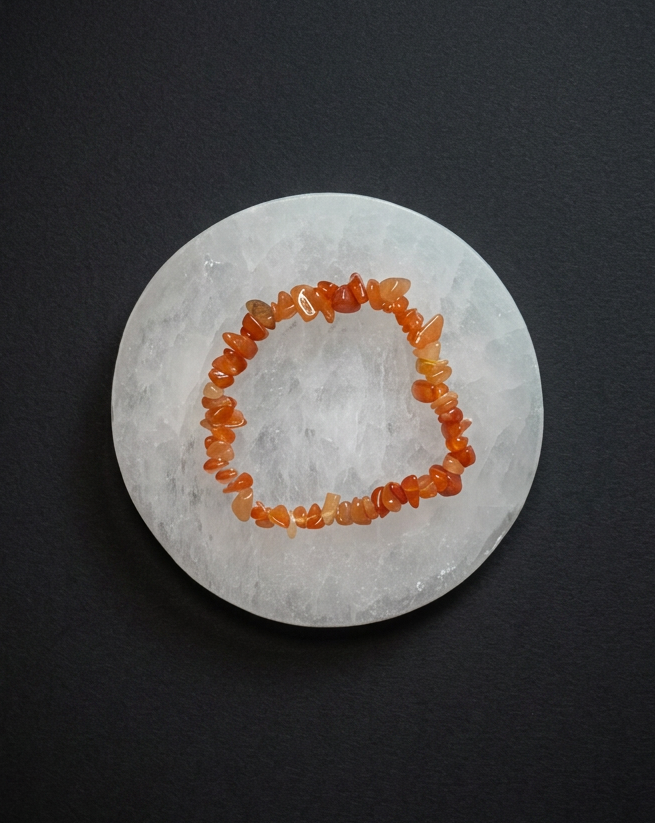 Pulsera mineral irregular elástica Cornalina