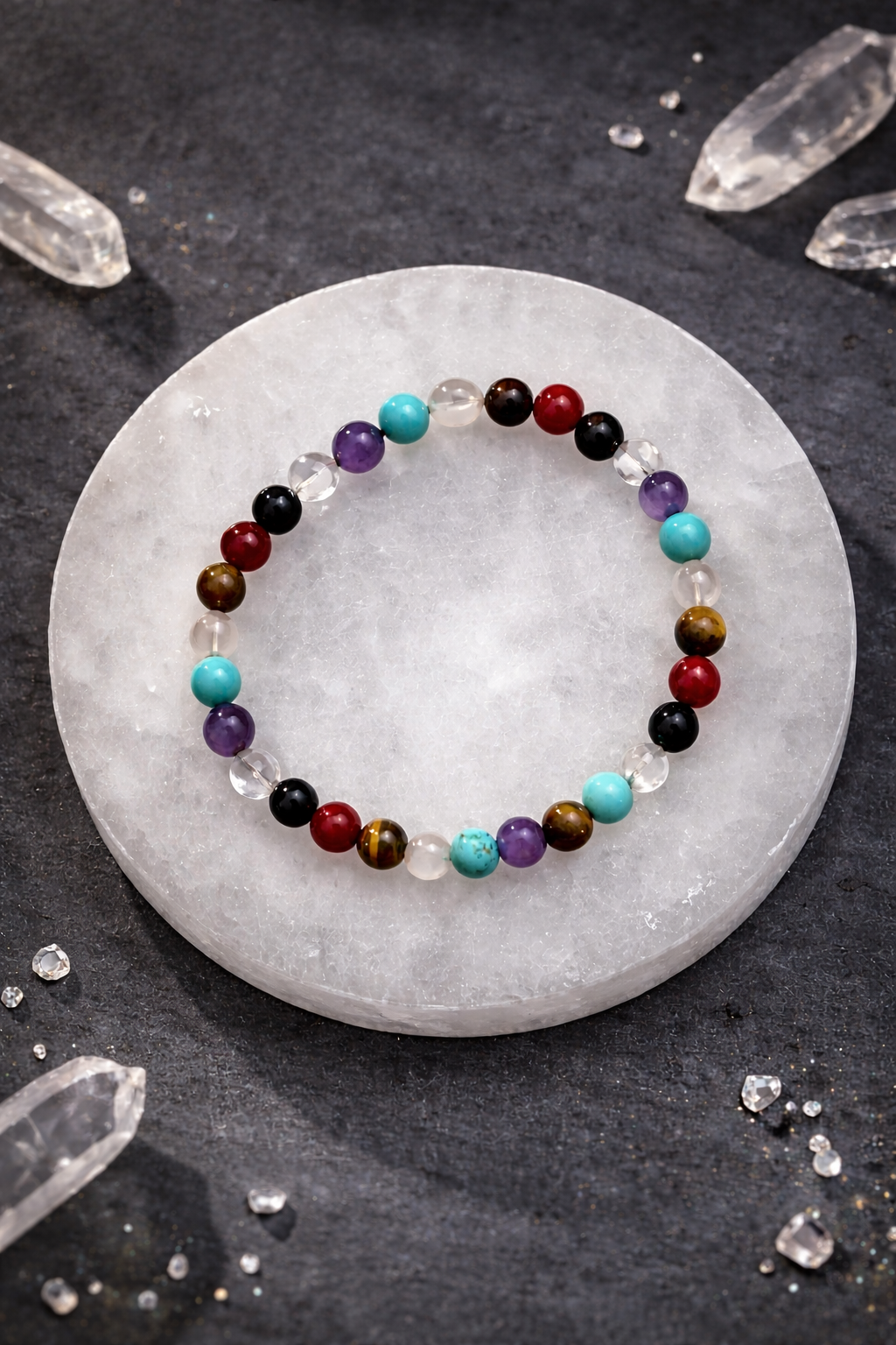 Pulsera minerales elástica 7 chakras