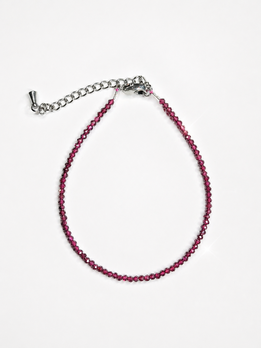 Pulsera de Granate, esferas facetadas de 2 mm - Energía y Vitalidad