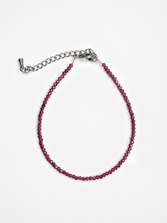 Pulsera de Granate, esferas facetadas de 2 mm - Energía y Vitalidad
