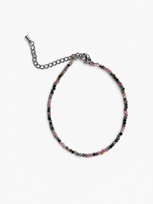 Pulsera de Turmalina Multicolor, esferas facetadas de 2 mm - Equilibrio y Protección