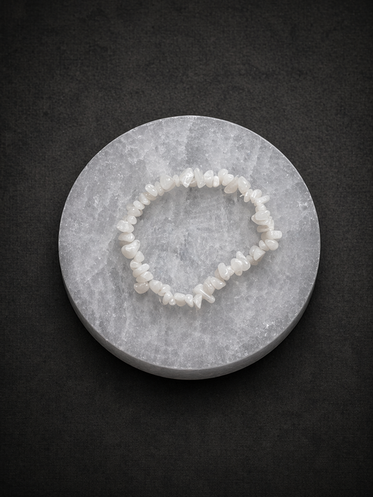 Pulsera mineral irregular Cuarzo Blanco