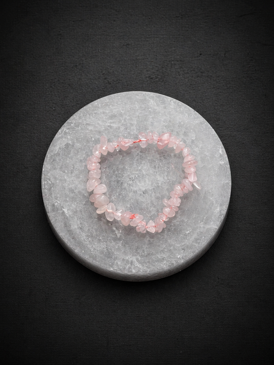 Pulsera mineral irregular elástica Cuarzo Rosa