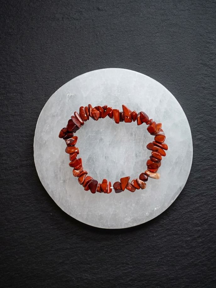 Pulsera mineral irregular Jaspe rojo