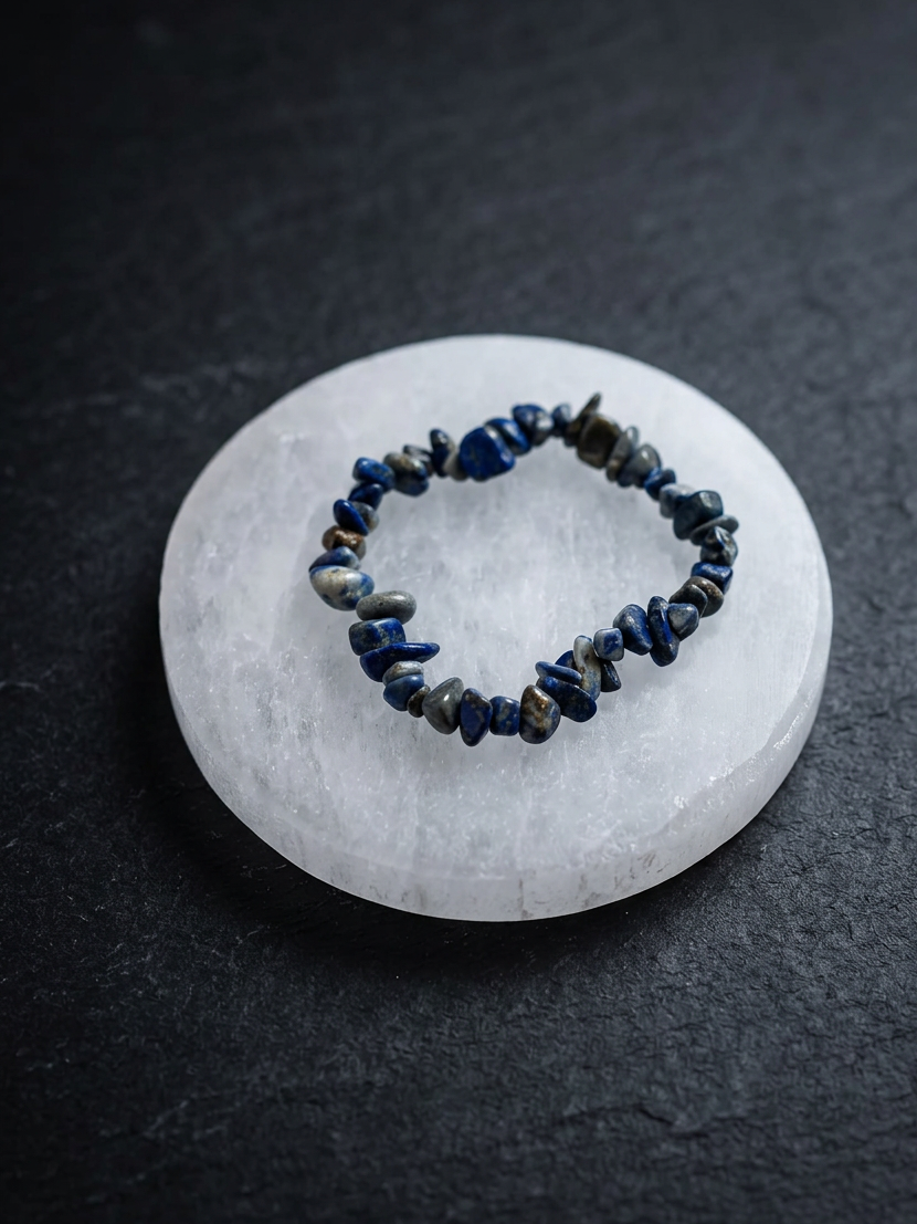 Pulsera mineral irregular elástica Lapislázuli
