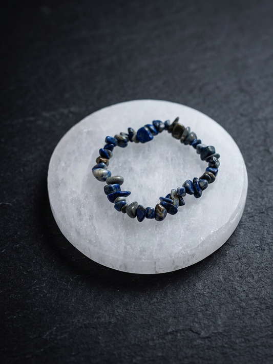 Pulsera mineral irregular elástica Lapislázuli